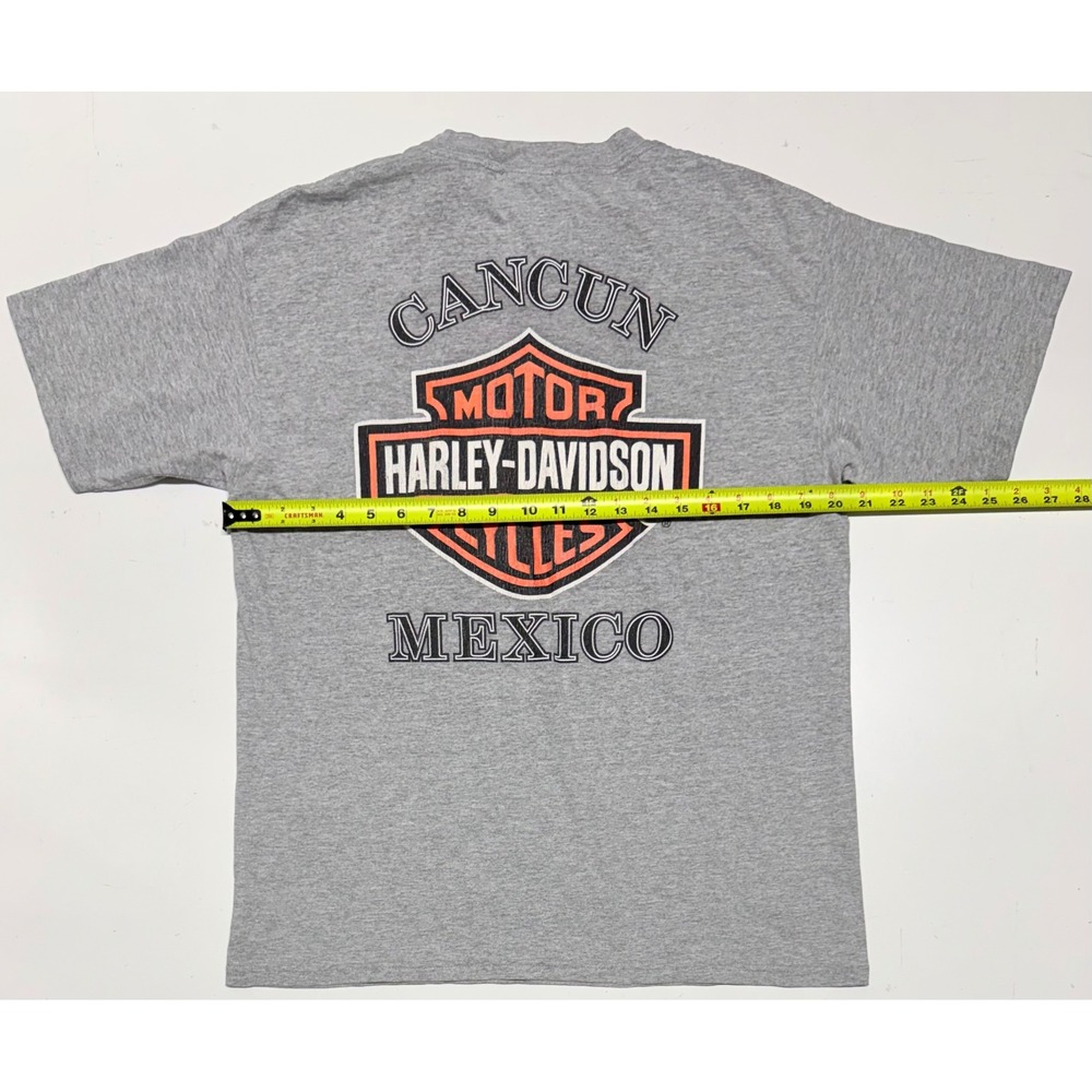 Harley Davidson Cancun‎ Mexico T Shirt Mens Large Gray Graphic Short Sleeve Tee